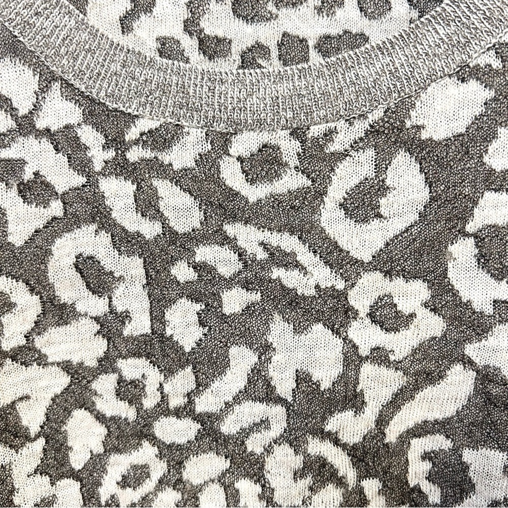 Animal Print Sweater Top INC Shirt Metallic Leopard Wool Brown Taupe Size Small - Picture 6 of 12